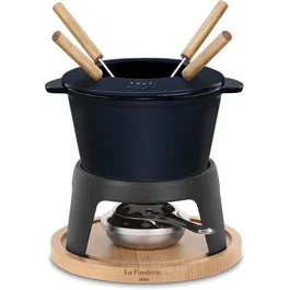 La Fonderie MONT D'ARBOIS - Service à fondue en fonte émaillée - 1,2 L - Bleu marine
