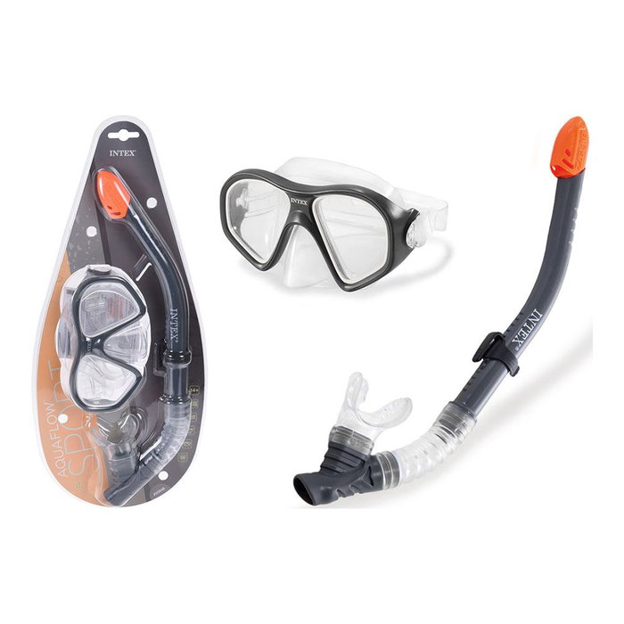 Intex Masque de Plongée et Tube Reef Rider Jaune Noir Gris