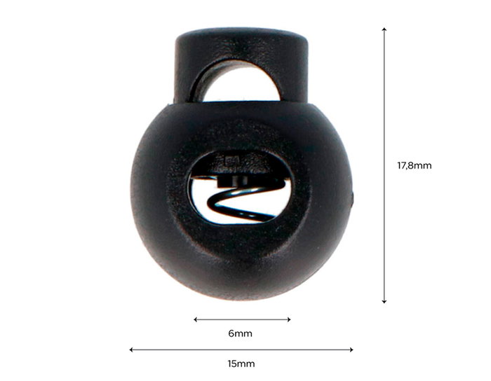 Innspiro Embouts de cordon en plastique noir 6 mm, 5 unités