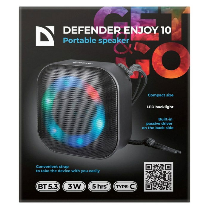 Defender Haut-parleur Bluetooth portable 65009 Noir 3 W Defender Haut-parleur Bluetooth portable 65009 Noir 3 W