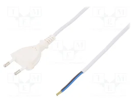 PLASTROL Câble d'alimentation H03VVH2-F OMY 2x0,5mm2, 5m, blanc