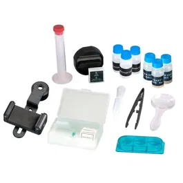 Bresser Microscope pour Enfant National Geographic, Grossissement 40-640x, avec Adaptateur pour Smartphone et Éclairage LED