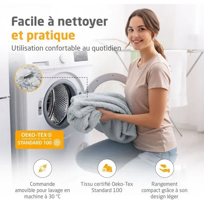 Medisana HB 416 Couverture chauffante réversible 9 réglages 120 W Polaire et fausse fourrure 180 x 130 cm Gris