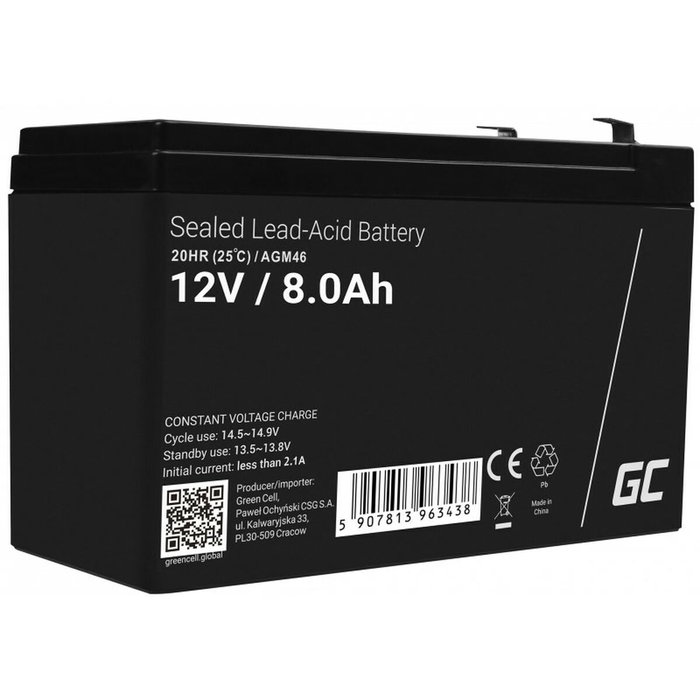 Batterie pour Système d'Alimentation Sans Interruption Green Cell AGM46 8000 mAh 12 V Batterie pour Système d'Alimentation Sans Interruption Green Cell AGM46 8000 mAh 12 V