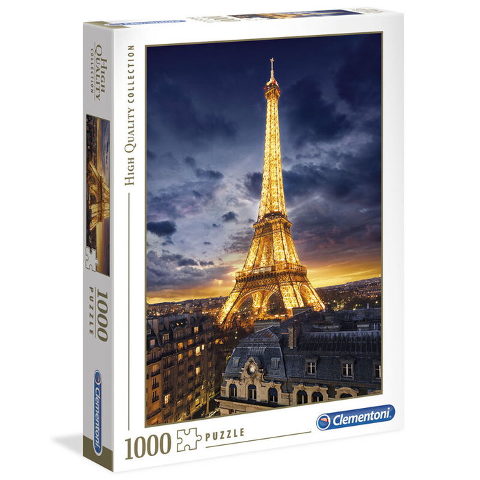 Clementoni Puzzle 1000 Pièces Tour Eiffel Paris Paysage en Nuit - Qualité Premium - Dimensions Assemblé 69 x 50 cm