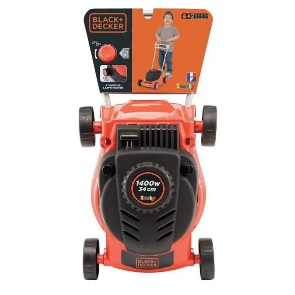 Smoby Tondeuse Mécanique pour Enfant Black+Decker - Tondeuse Jouet de Jardin Légère et Facile à Utiliser, Couleurs Orange et Noir