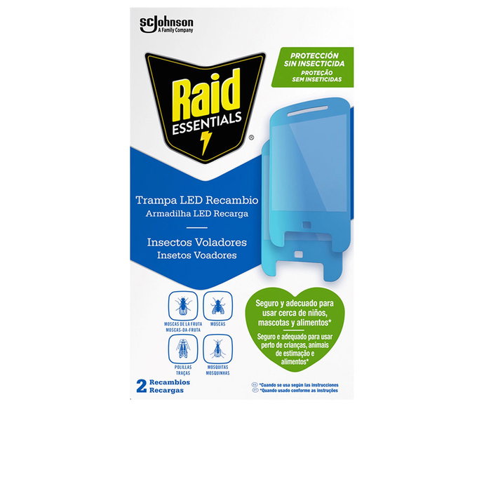 Raid Essentials Piège à Insectes LED sans Insecticide, 1 Appareil avec 2 Recharges, Protection Écologique pour Maison Raid Essentials Piège à Insectes LED sans Insecticide, 1 Appareil avec 2 Recharges, Protection Écologique pour Maison