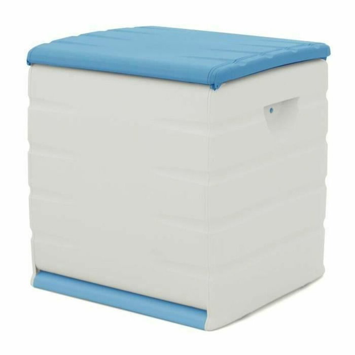 Plastiken Coffre de rangement cadenassable avec roulettes 190 L - Boîte Space Saver étanche pour jardin - Beige et bleu - 60x61x53 cm Plastiken Coffre de rangement cadenassable avec roulettes 190 L - Boîte Space Saver étanche pour jardin - Beige et bleu - 60x61x53 cm