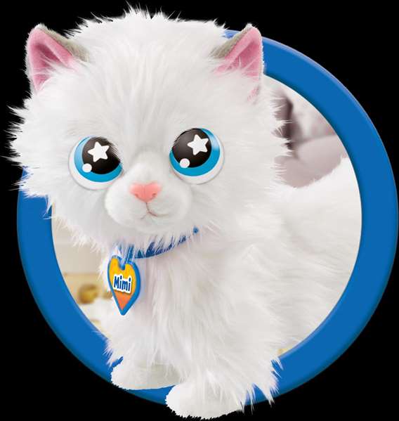 Bizak Mimi Mimitos - Peluche interactive chaton qui marche et miaule - Fonction tactile avec piles incluses