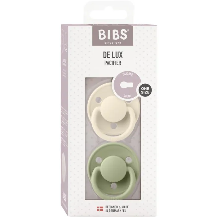 BIBS Sucette DeLux Embout rond Silicone Ivory Sage - Pack de 2 BIBS Sucette DeLux Embout rond Silicone Ivory Sage - Pack de 2