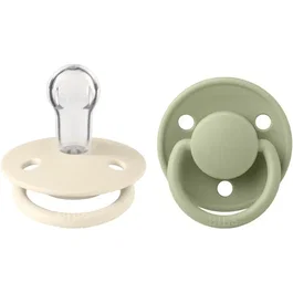 BIBS Sucette DeLux Embout rond Silicone Ivory Sage - Pack de 2