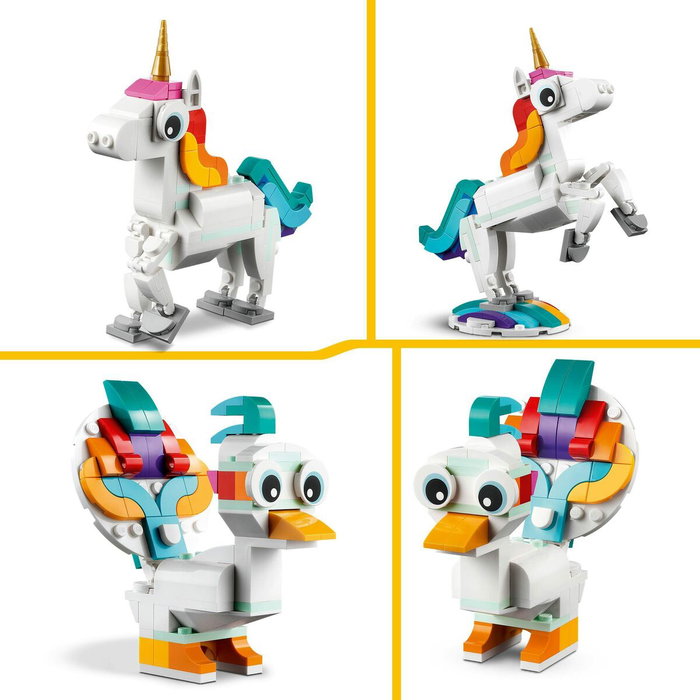 LEGO Creator 3-en-1 31140 La Licorne Magique, Hippocampe et Paon