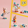 LEGO Creator 3-en-1 31140 La Licorne Magique, Hippocampe et Paon