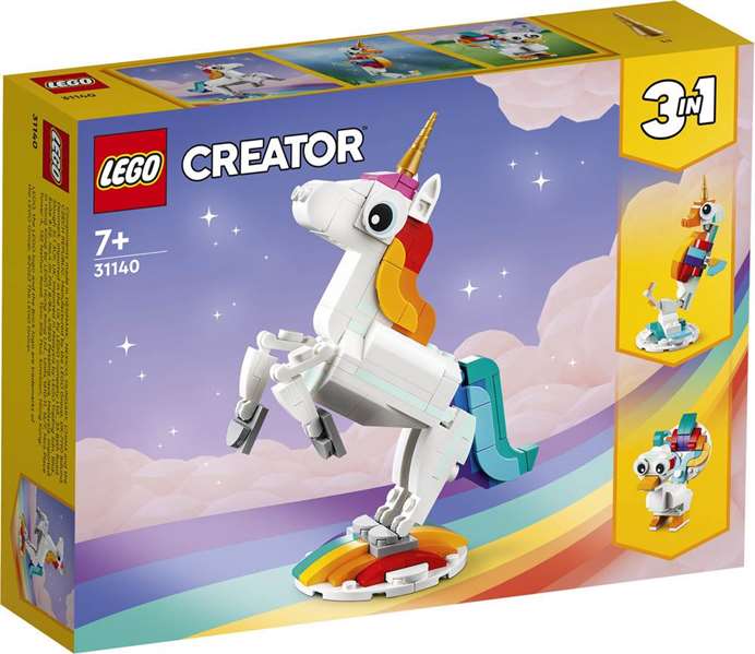 LEGO Creator 3-en-1 31140 La Licorne Magique, Hippocampe et Paon