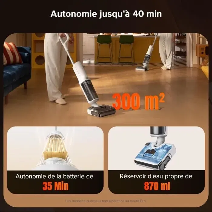 Roborock F25 RT - Aspirateur balai laveur blanc avec auto-nettoyage, aspiration 20000 Pa, lavage à chaud à 90 °C, nettoyage deux bords, capacité 870 ml Roborock F25 RT - Aspirateur balai laveur blanc avec auto-nettoyage, aspiration 20000 Pa, lavage à chaud à 90 °C, nettoyage deux bords, capacité 870 ml