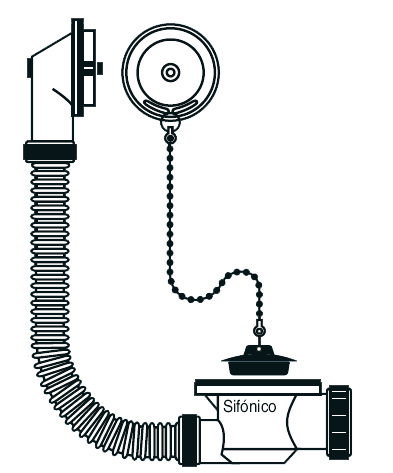 TECNO Conjunto de vidage de baignoire en acier inoxydable ORI.=1-1/2(T64B) 50515 de type inox orienté TECNO Conjunto de vidage de baignoire en acier inoxydable ORI.=1-1/2(T64B) 50515 de type inox orienté