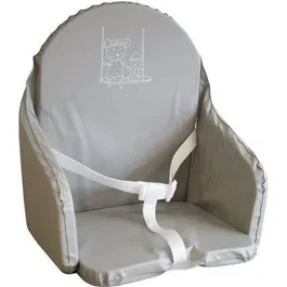 Looping Coussin de chaise haute bébé PVC imperméable - Avec sangles de sécurité - Mousse confort - Lavable - Pour 6 mois à 15 kg - Fabriqué en France - Gris