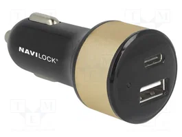 NAVILOCK Chargeur de voiture avec ports USB-A et USB-C