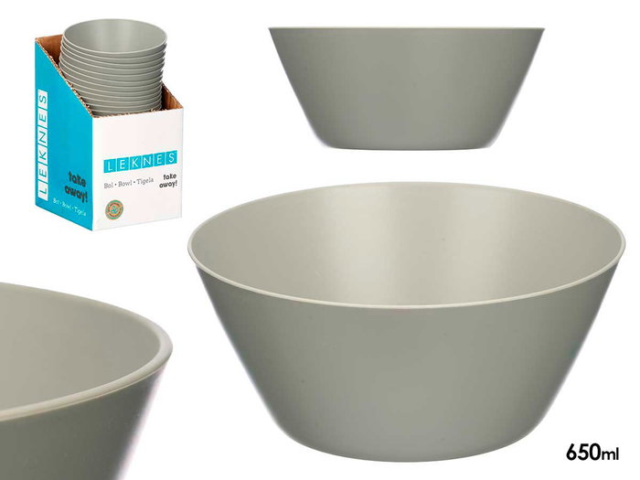 Leknes Bol Conique Gris 650 ml Plastique PP 14,8 x 14,8 x 6,8 cm (Set de 24) Leknes Bol Conique Gris 650 ml Plastique PP 14,8 x 14,8 x 6,8 cm (Set de 24)