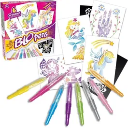 Lansay Blopens Atelier Féerique - Kit de Feutres Aérographe avec Pochoirs Réutilisables - Univers Contes de Fées - Dès 5 Ans