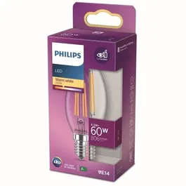 Philips Ampoule LED E14 Non Dimmable, Équivalent 60W, Blanc Chaud 2700K, Verre Clair, Économie d'Énergie, Longue Durée de Vie