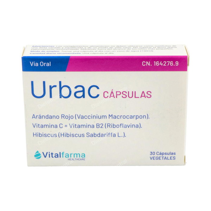 VITALFARMA Urbac 30 Capsules, Complément Alimentaire Canneberge, Myrtille, Hibiscus, Ortie, Vitamine C VITALFARMA Urbac 30 Capsules, Complément Alimentaire Canneberge, Myrtille, Hibiscus, Ortie, Vitamine C