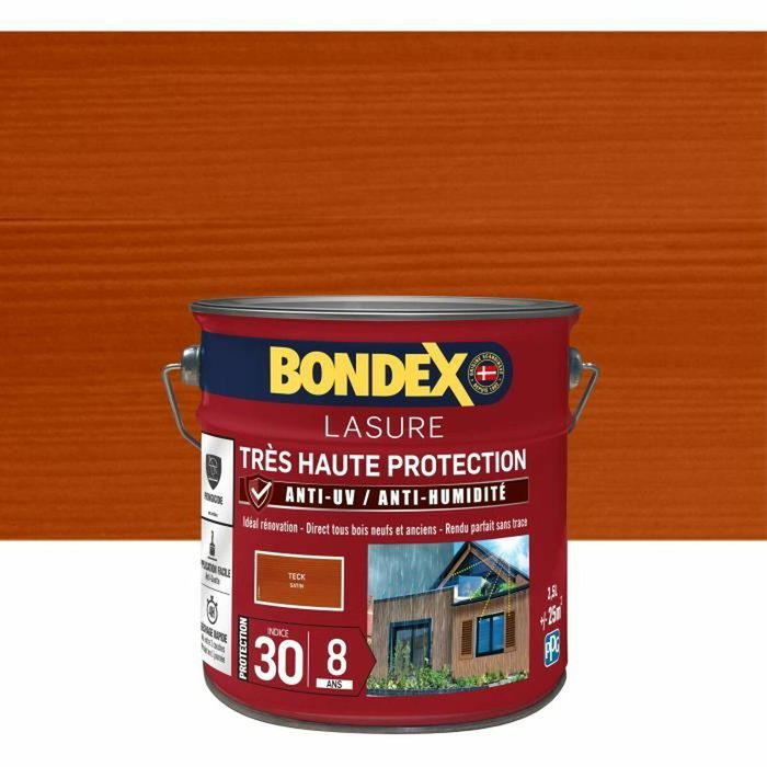 Bondex Lasure pour bois haute protection 8 ans teck 2,5L