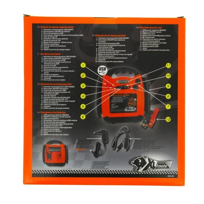 XLPERFORMTools Station de démarrage 600 A avec batterie 17 Ah et lampe LED