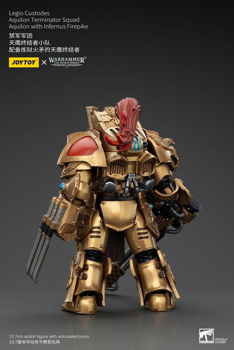 Warhammer The Horus Heresy figurine 1/18 Legio Custodes Aquilon Terminator Squad Aquilon with Infernus Firepike 14 cm