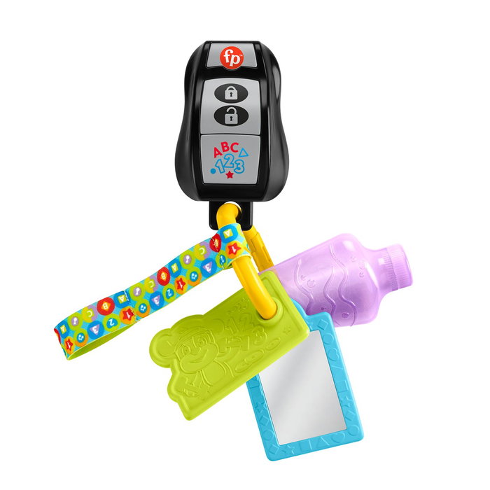 Fisher-Price Llavero Hwy38 - Anneau d'activités pour bébé +6 mois avec 4 jouets, musique, miroir et mordoir, multilingue