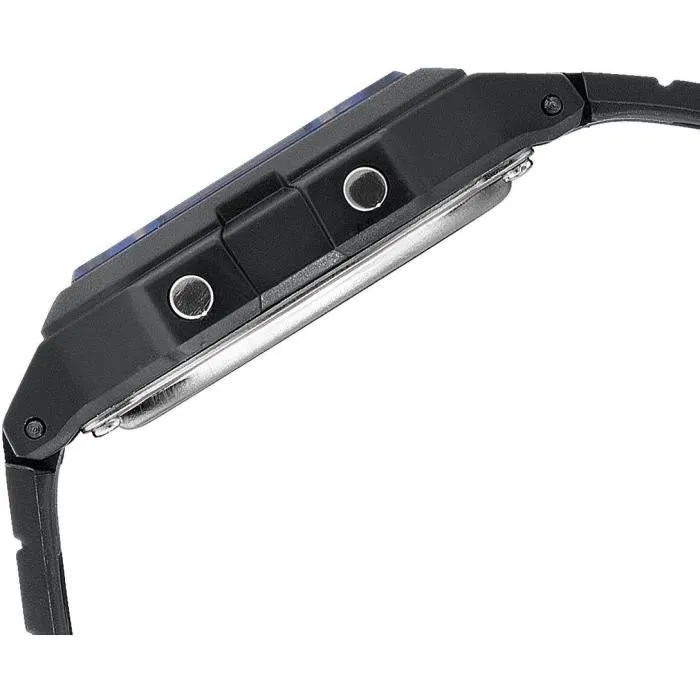 Casio Montre Homme Vintage Noire, Chronomètre à 1/100 sec, Alarme, Verre Acrylique, Boîtier et Bracelet en Résine, Étanche à l'Eau