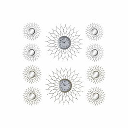 Horloge Murale DKD Home Decor Champagne Argenté polypropylène Miroir 50 x 4 x 50 cm 5 Pièces (2 Unités)