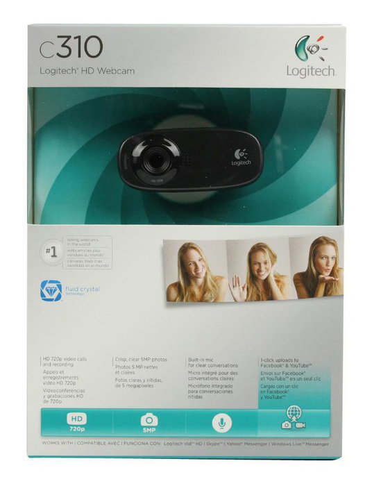 Logitech C310 Webcam HD 720p avec micro intégré et technologie RightLight 2 pour appels vidéo nets sur Skype et Facebook