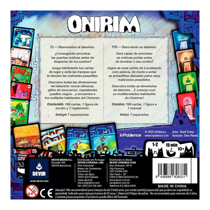 Devir Jeu de Cartes Onirim - Jeu de Société Solo ou Coopératif, 1 à 2 Joueurs, Partie de 15 Minutes, Dès 10 Ans, Multilingue