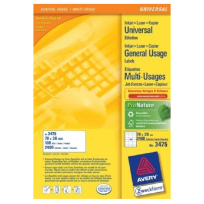 Avery Zweckform - Étiquettes autocollantes Avery 3475, format A4, 70 x 36 mm, 1 feuille