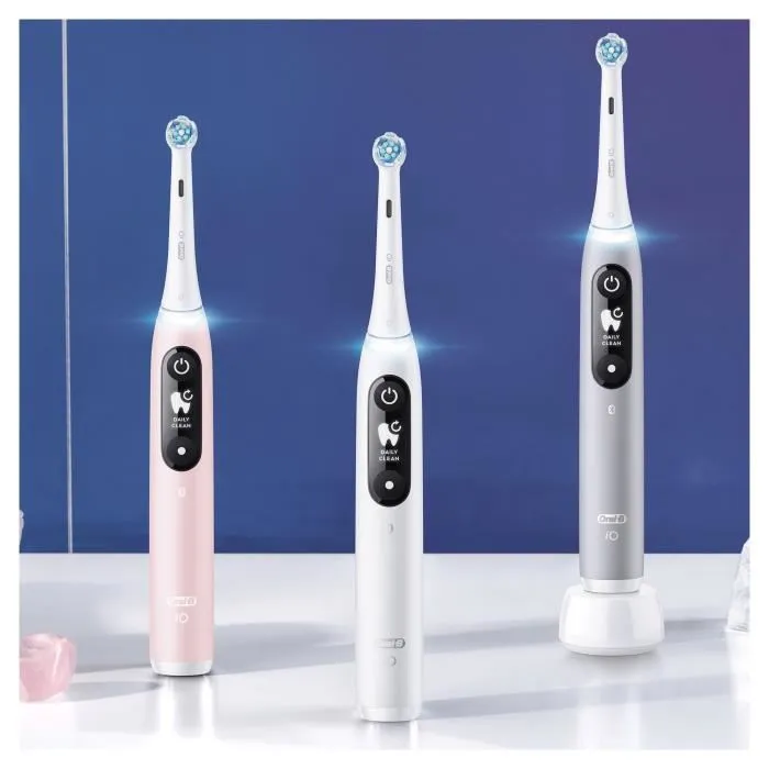 Oral-B iO 6S Brosse à Dents Électrique Connectée Bluetooth Gris - 2 Brossettes + Étui de Voyage - Nettoyage Complet et Silencieux