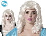 Peluca Peluca Medieval Con Tirabuzones 180 gr - Perruque cheveux bouclés blanc médiévale pour déguisement, carnaval, Halloween, 2025