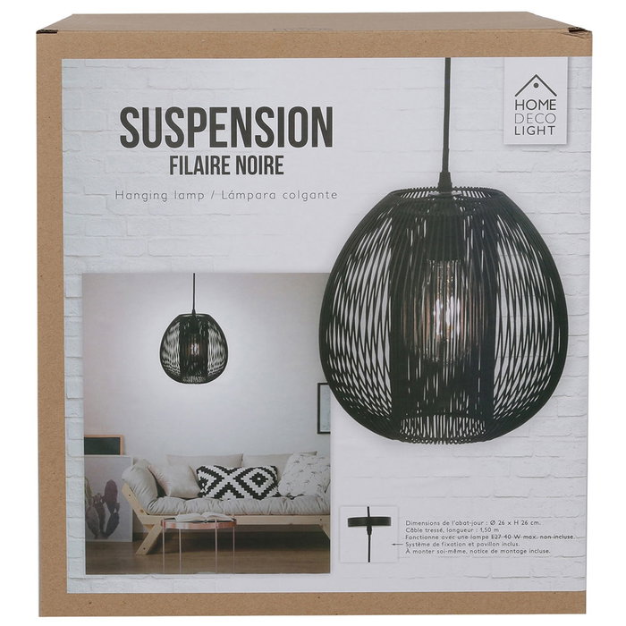 Home Deco Light Lámpara colgante bola negra Home Deco Light Lámpara colgante bola negra