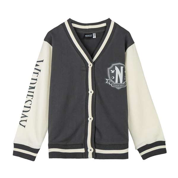 Cerdá - Veste baseball en coton brossé Wednesday - Taille 14 ans - Couleur Gris foncé