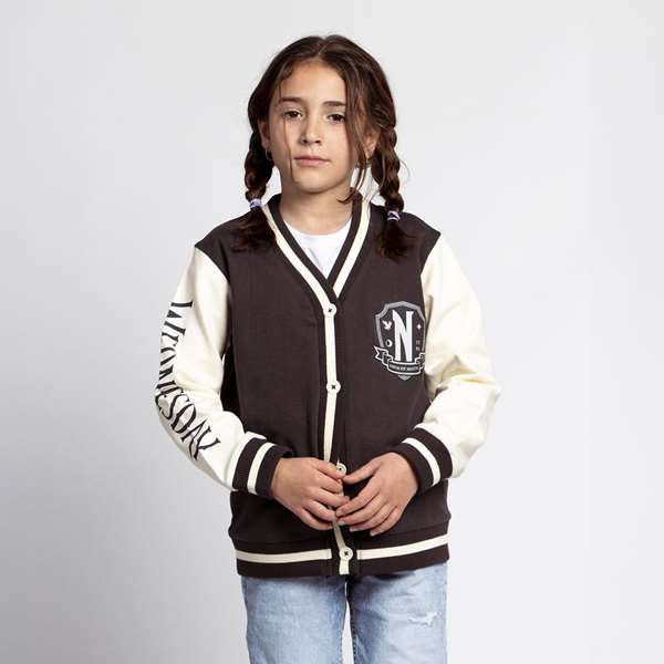 Cerdá - Veste baseball en coton brossé Wednesday - Taille 14 ans - Couleur Gris foncé