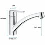 Grohe Mitigeur évier Start Eco Chromé Bec bas
