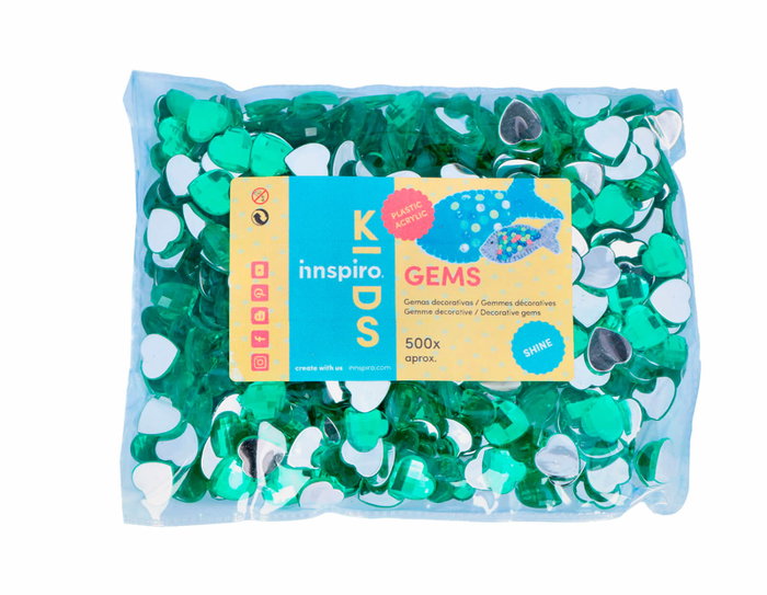 Innspiro Gemas decorativas acrílicas cœur vert 14x14mm 500u.
