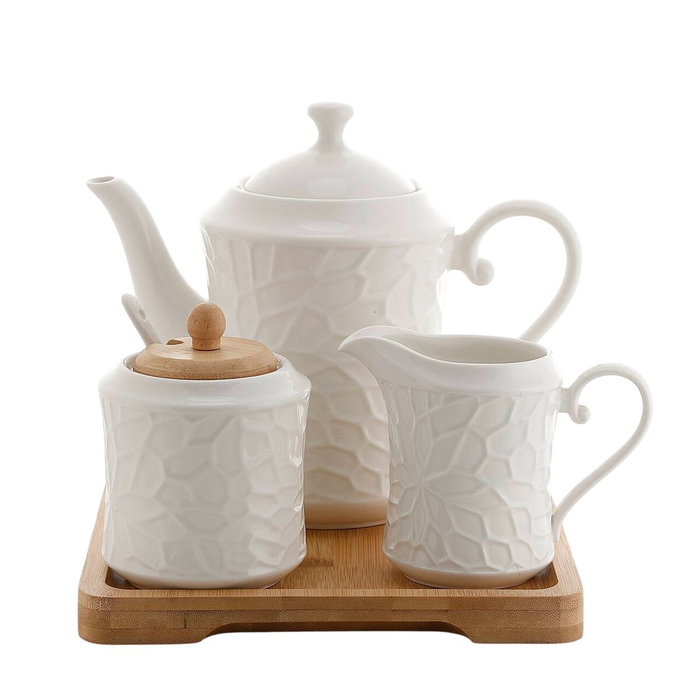 Théière Home ESPRIT Blanc Bambou Porcelaine Théière Home ESPRIT Blanc Bambou Porcelaine
