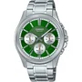 Casio MTP-1375PD Montre homme analogique quartz vert avec affichage jour/date, bracelet acier et étanchéité 5 bars