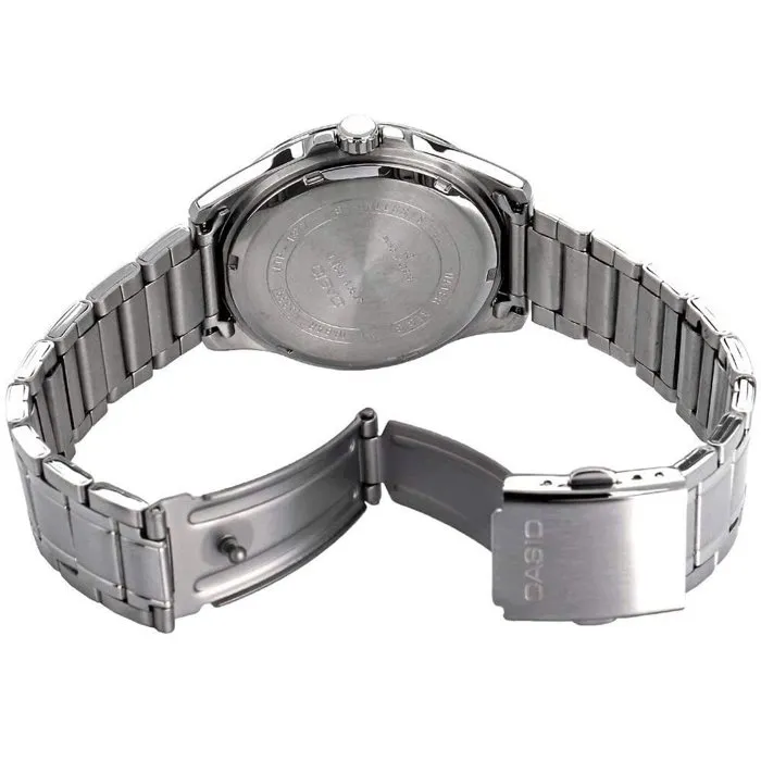 Casio MTP-1375PD Montre homme analogique quartz vert avec affichage jour/date, bracelet acier et étanchéité 5 bars