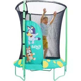 TP TOYS Trampoline TP TOYS - BLUEY pour Enfants Ø140 cm avec Porte Sécurisée Igloo, Noir, Résistant aux UV, à Partir de 3 Ans