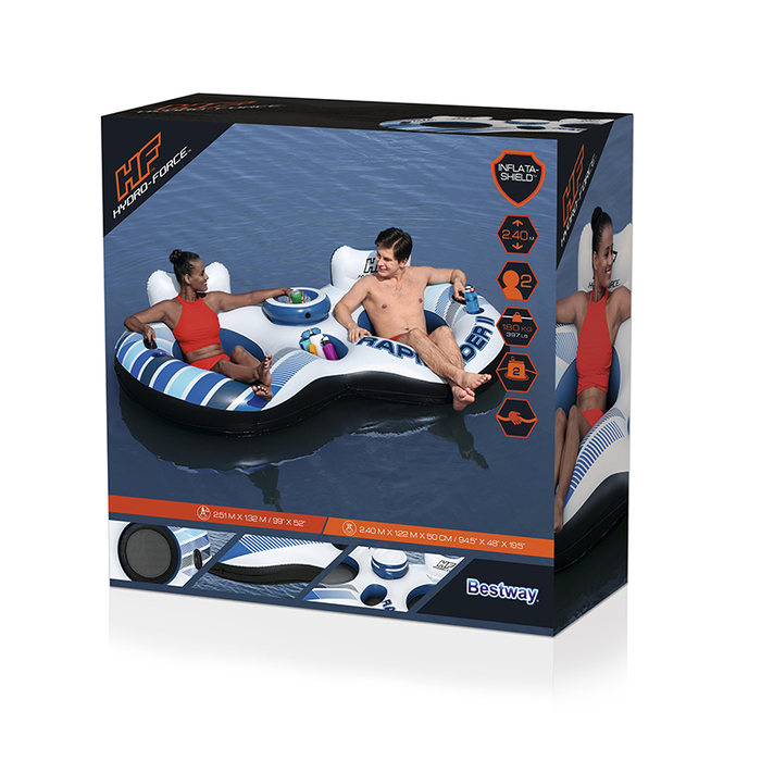Bestway 43113 Rueda Doble Hinchable con Asas Rapid Rider 251x132 cm pour Piscine et Plage