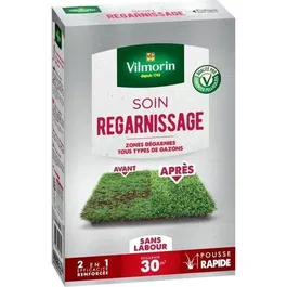 Vilmorin Semences de gazon 2 en 1 - Soins et regarnissage universel - 500 g - Pureté et germination supérieures