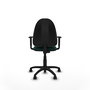 Chaise de bureau Aýna avec mécanisme de contact permanent de base, rembourrée en simili cuir vert bouteille. Équipée d'une base en polyamide noir, d'accoudoirs 1D et de roulettes en nylon de 50 mm.