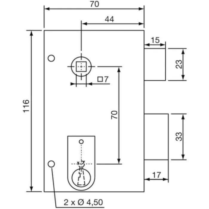 Yale Serrure d'applique verticale à fouillot gauche pour grille et portail YAV37G, blanc, livrée avec 2 clés
